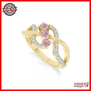 3 Stone Engagement Ring Size 8 Sterling Silver 18K Gold Vermeil